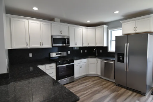 A modern black kitchen countertop remodel in Loganton, PA
