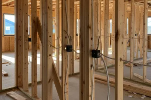 Electrical outlet wires exposed in a new construction residential home